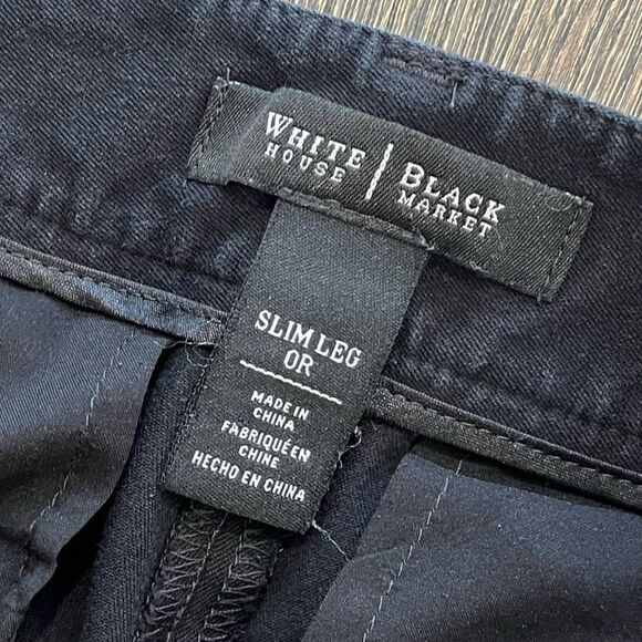 White House Black Market Slim Leg Black Mid Rise Jeans Size 0 - Picture 9 of 9